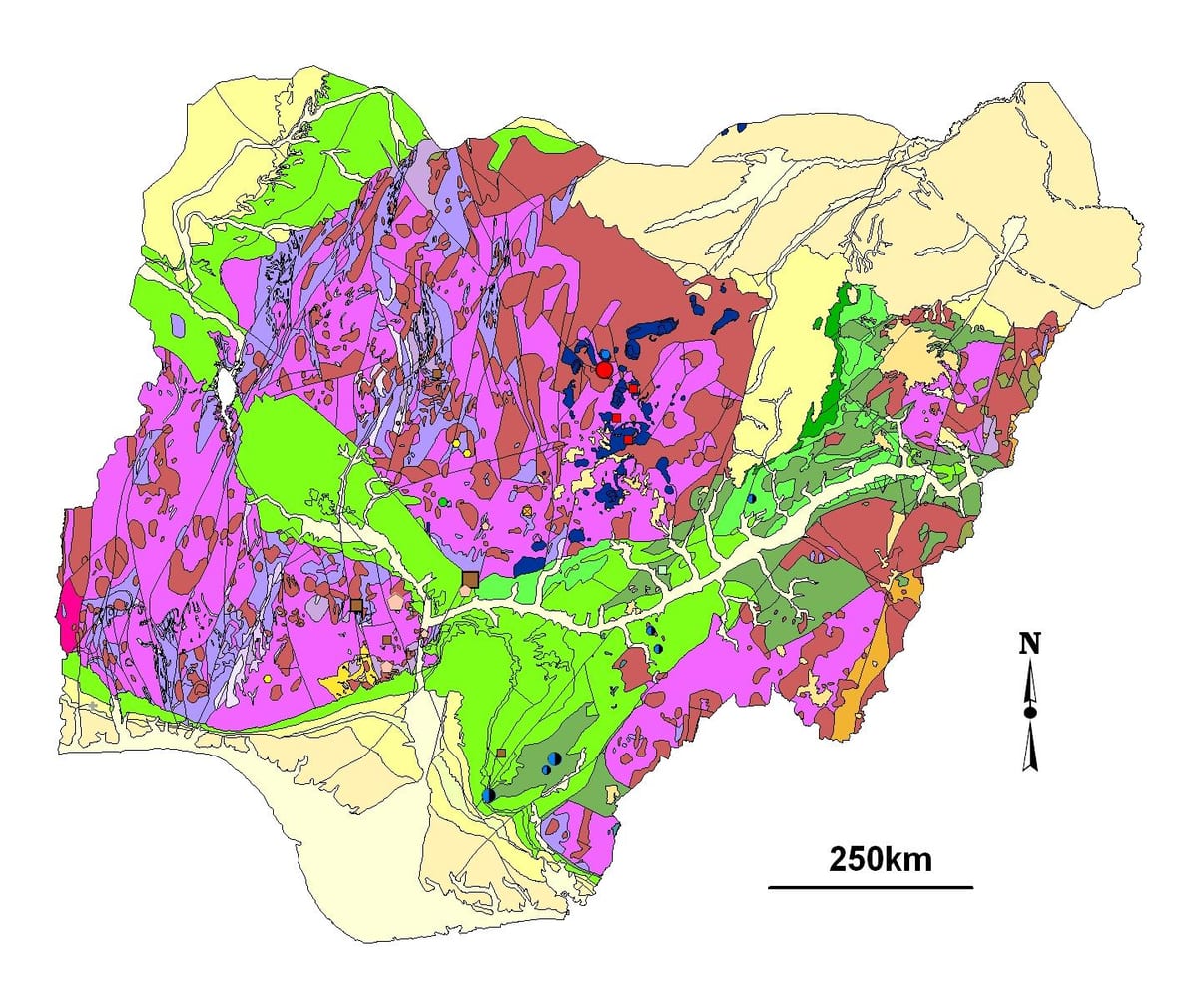 Mapy geologické nigéria