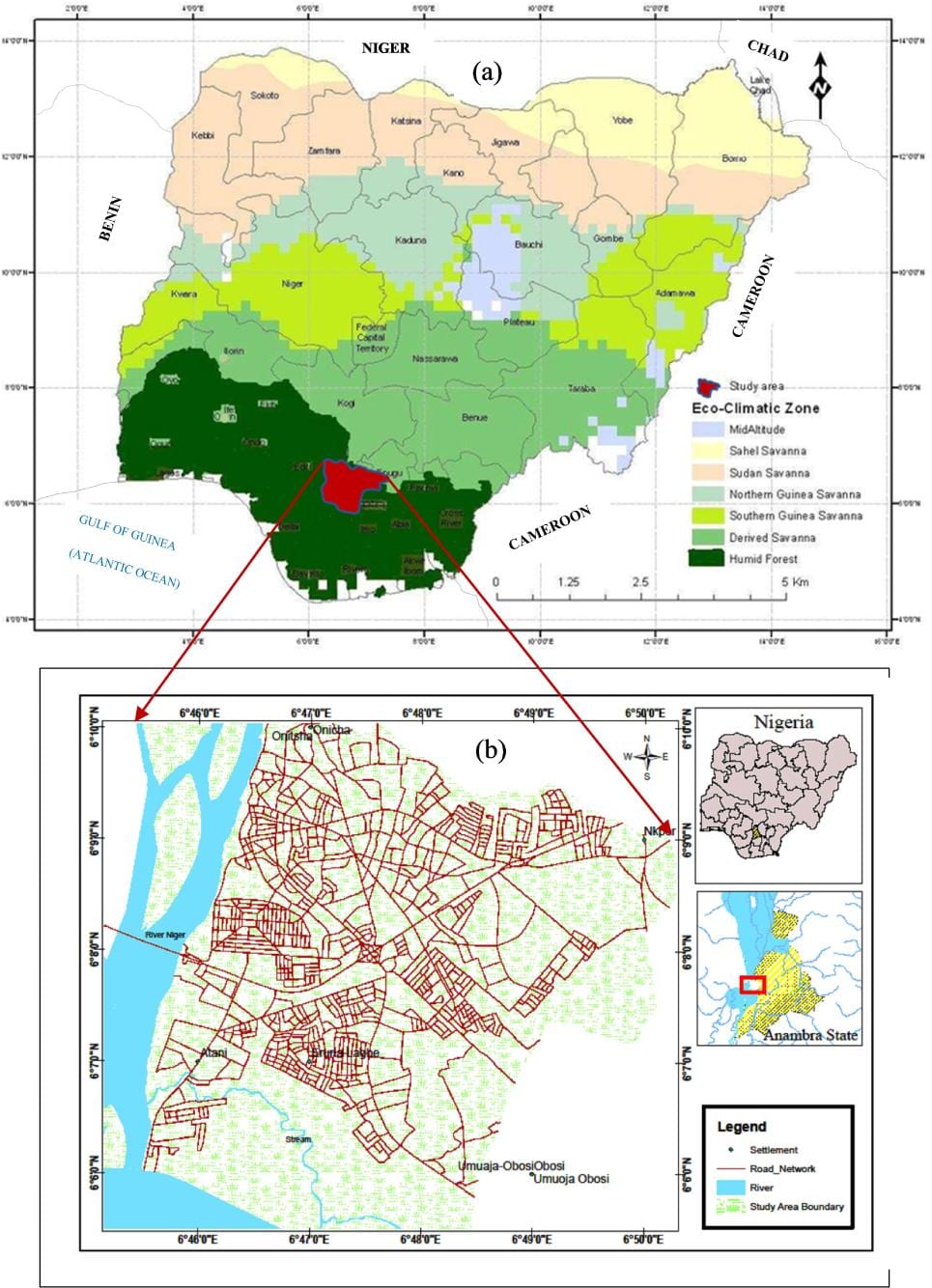 Mapa nigéria ukazuje vegetačné pásy