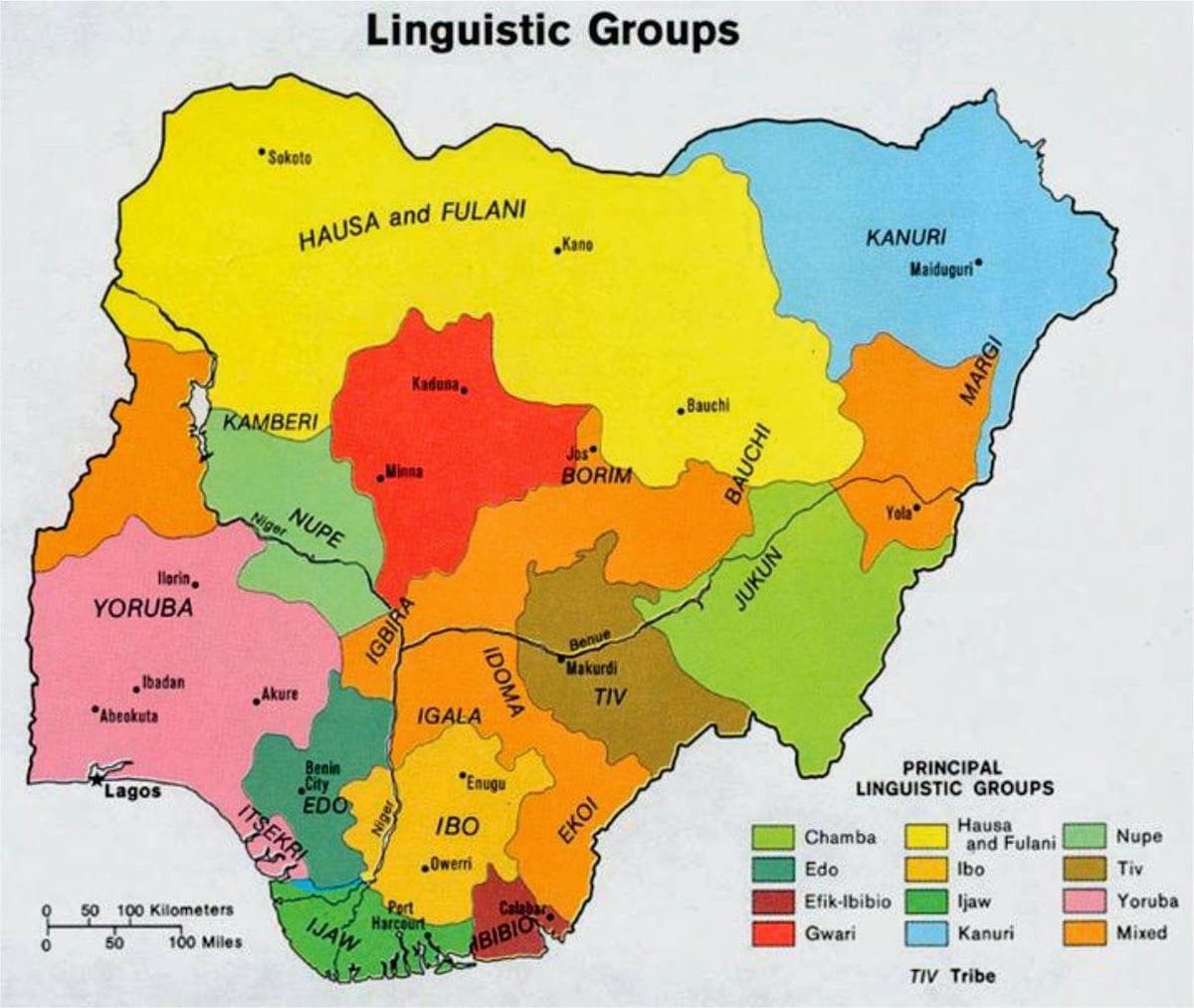 Mapa nigérijský kmene