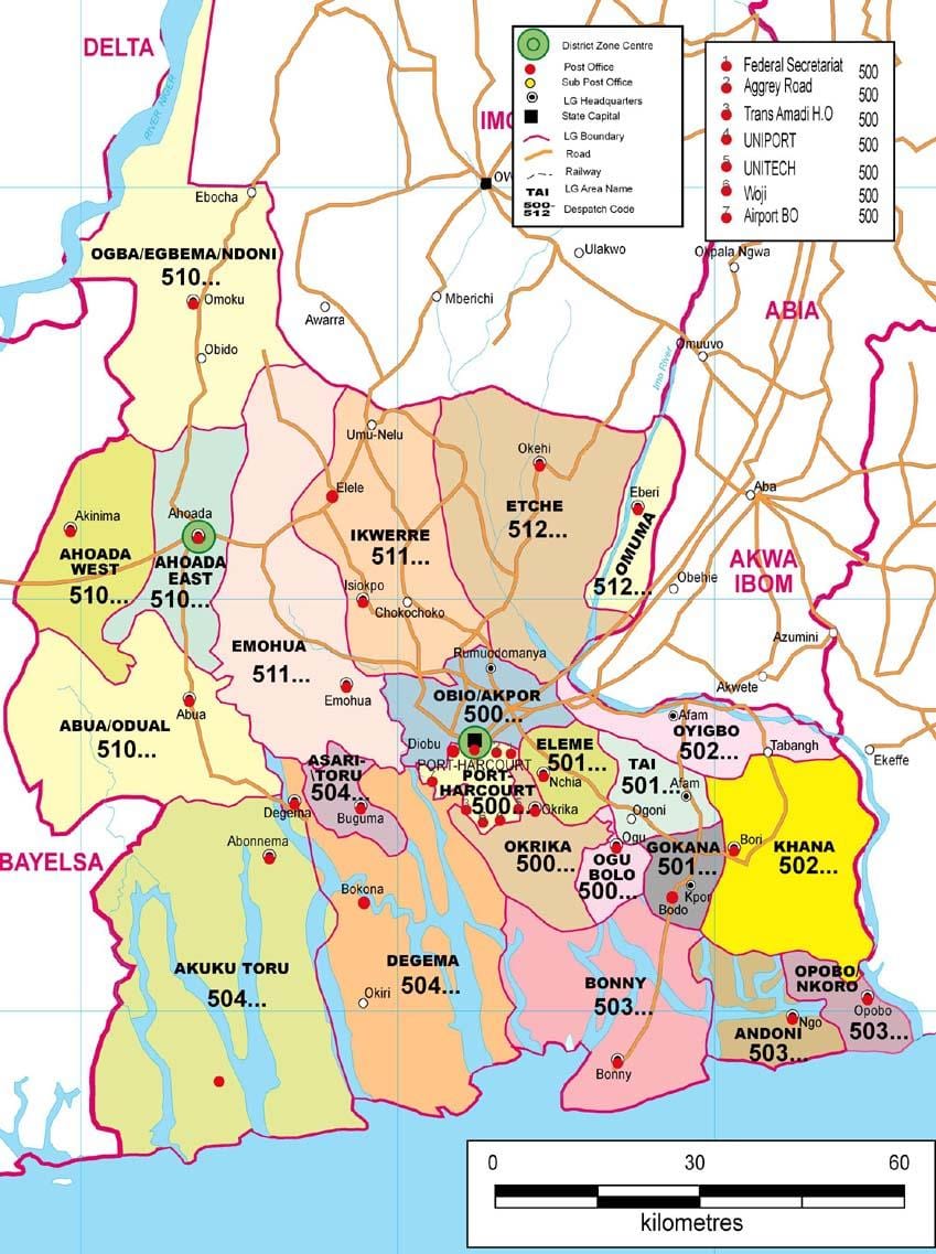 Mapa riek štátu, nigéria