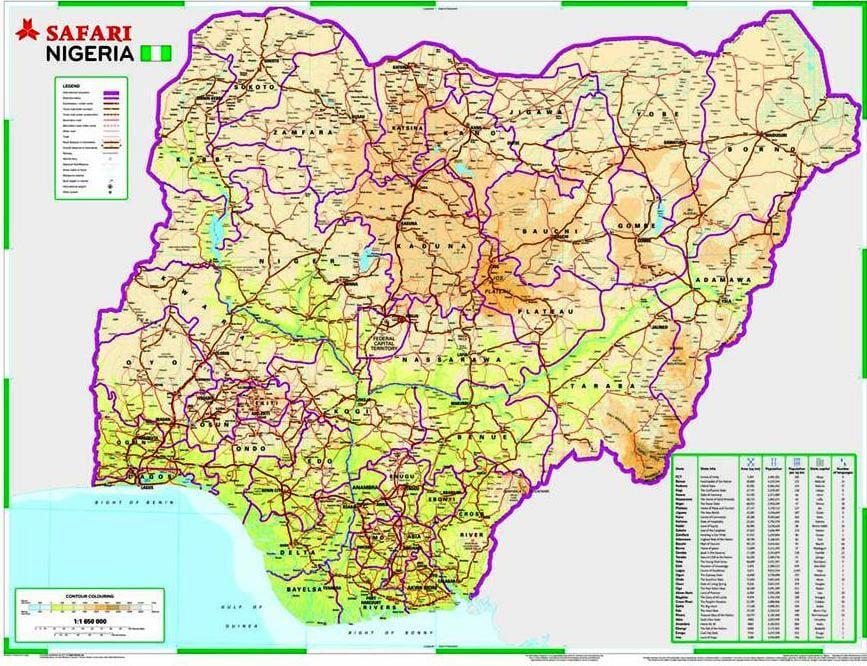 Mapa nigéria cestnej vzdialenosť