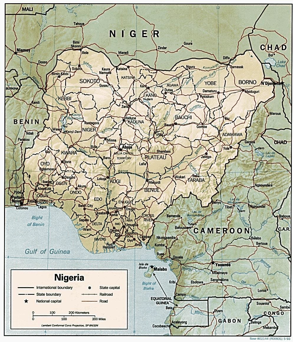 geografická mapa nigéria