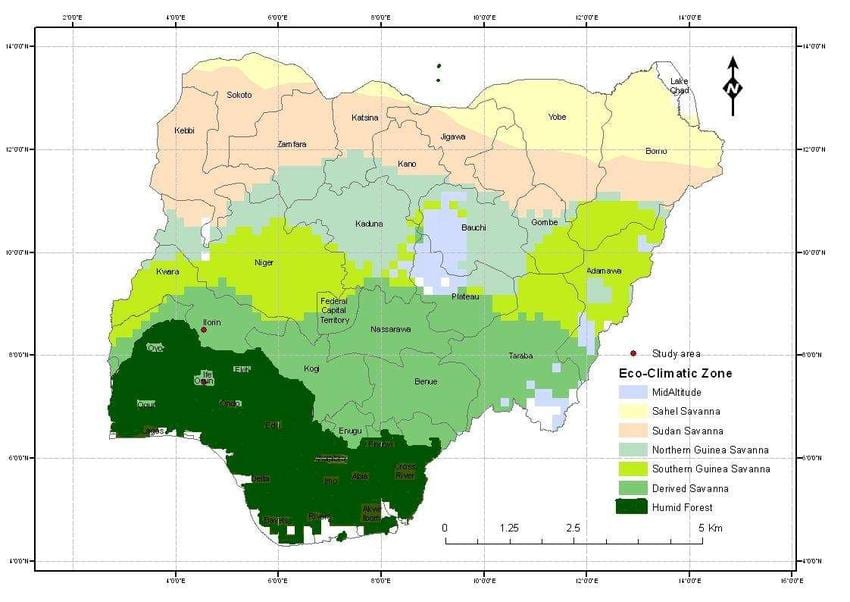 klimatické mapy nigéria