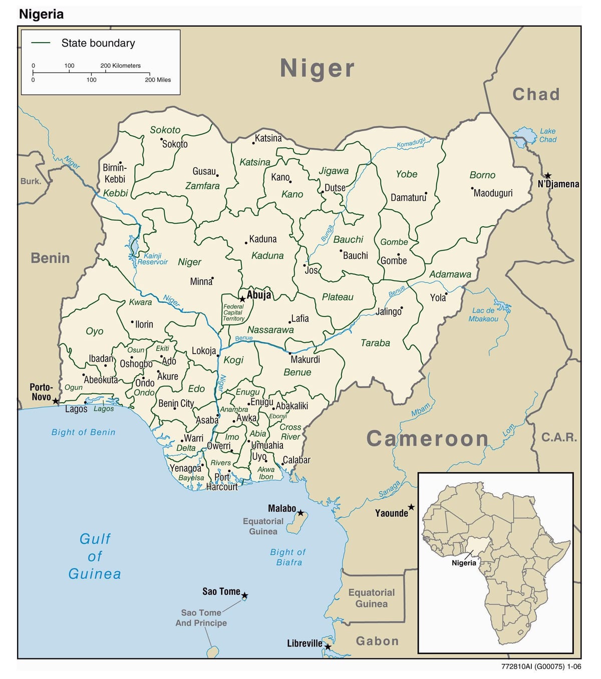 mapa nigéria s mestá