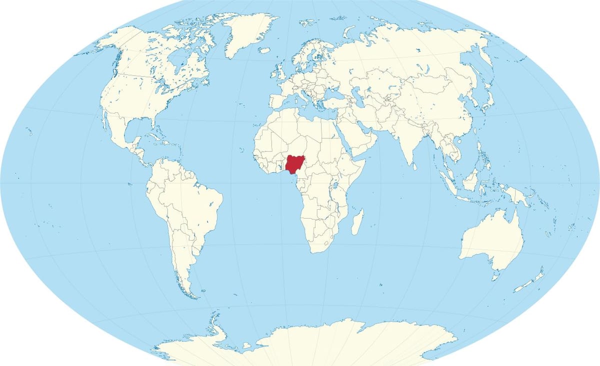 svet mapy zobrazujúci nigéria