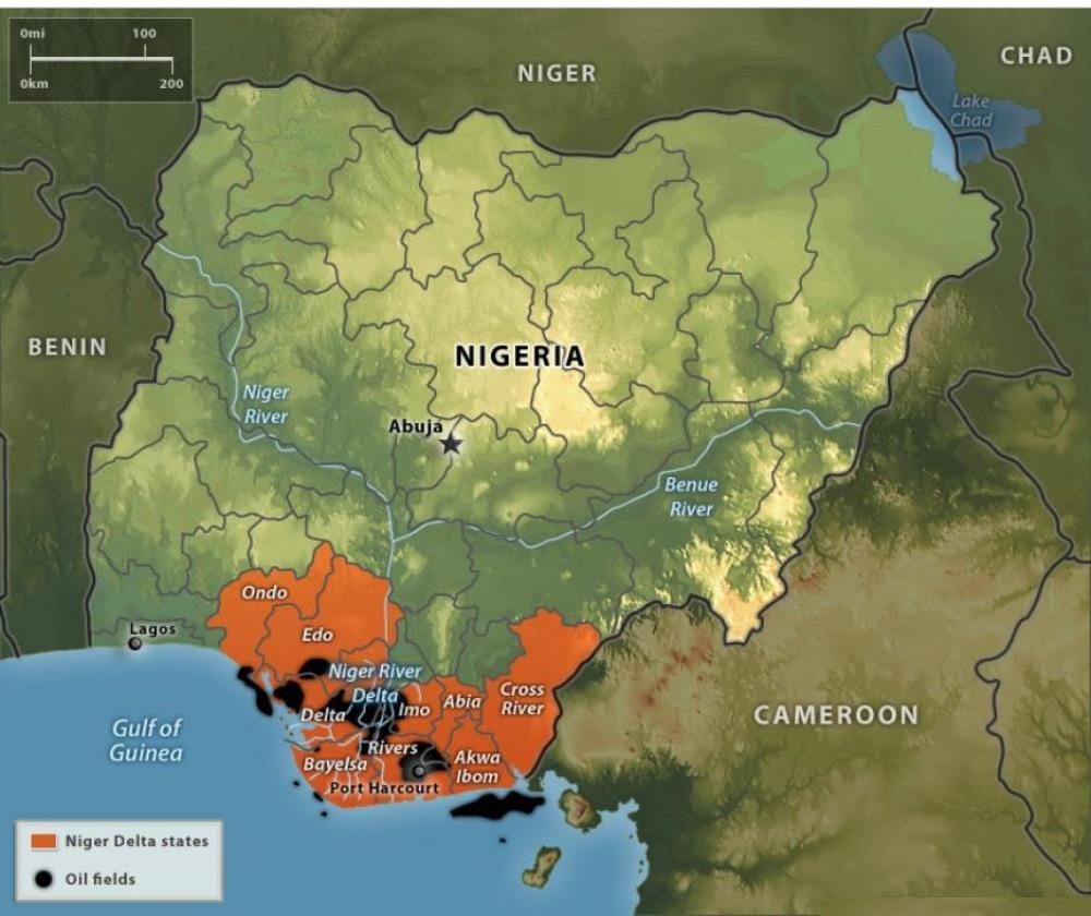 Mapa nigéria olej