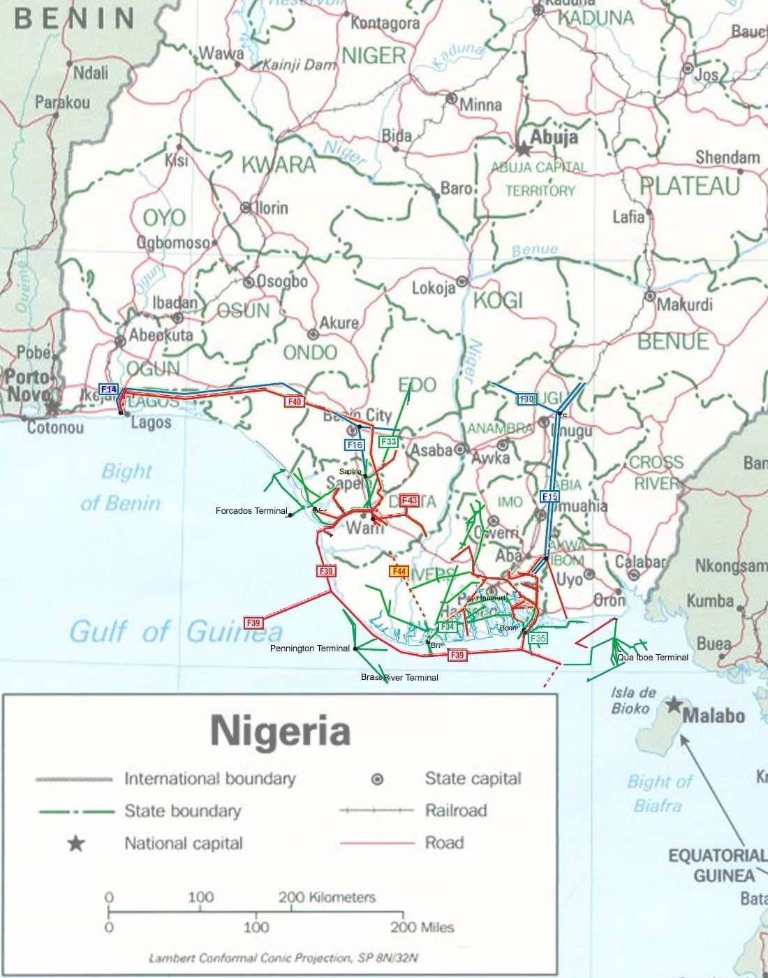 Mapa nigéria potrubia 