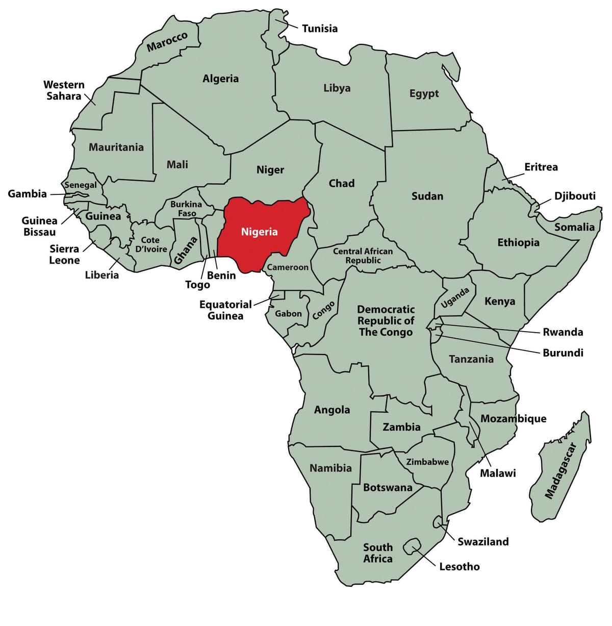 Mapa nigéria umiestnenie v afrike