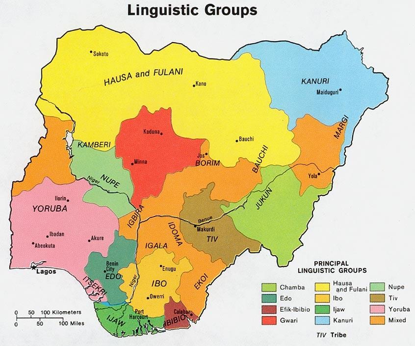 mapa nigéria ukazuje etnických skupín