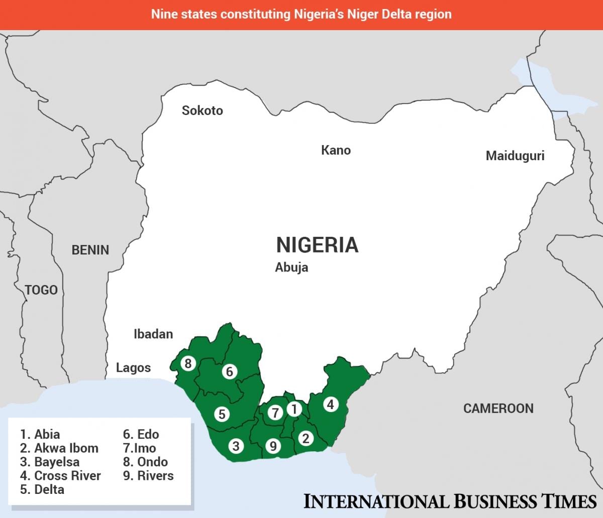 Mapa niger delta mapu v nigérii