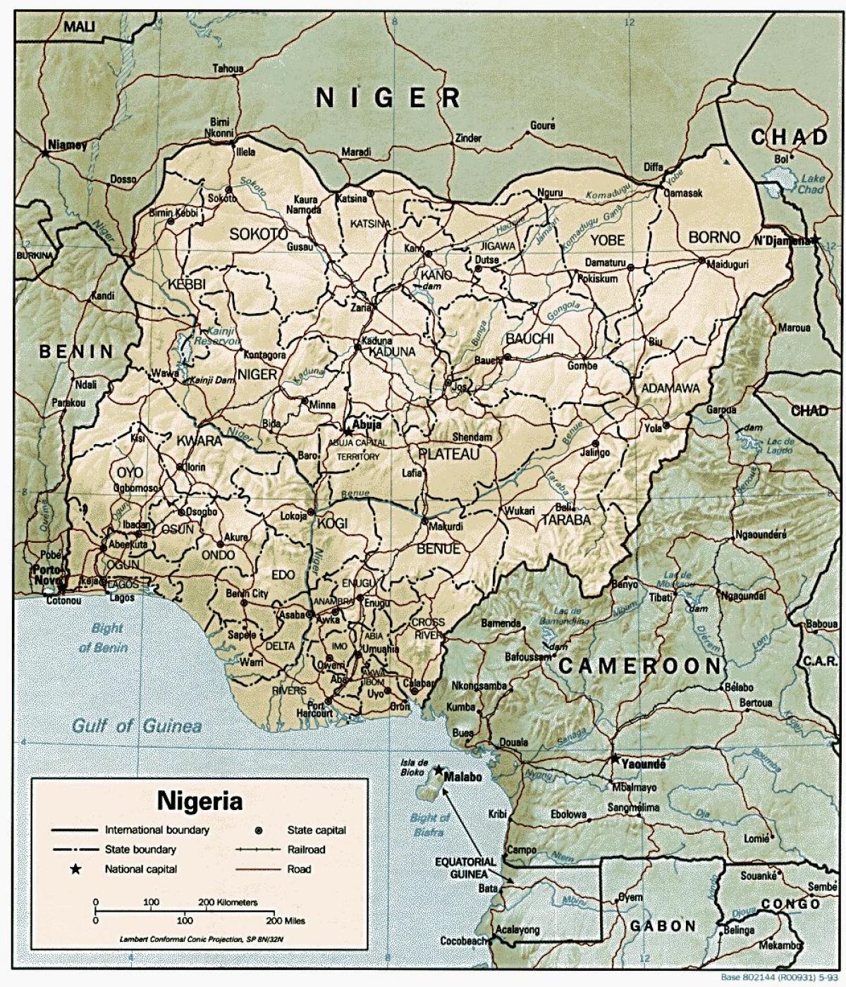 geografická mapa nigéria