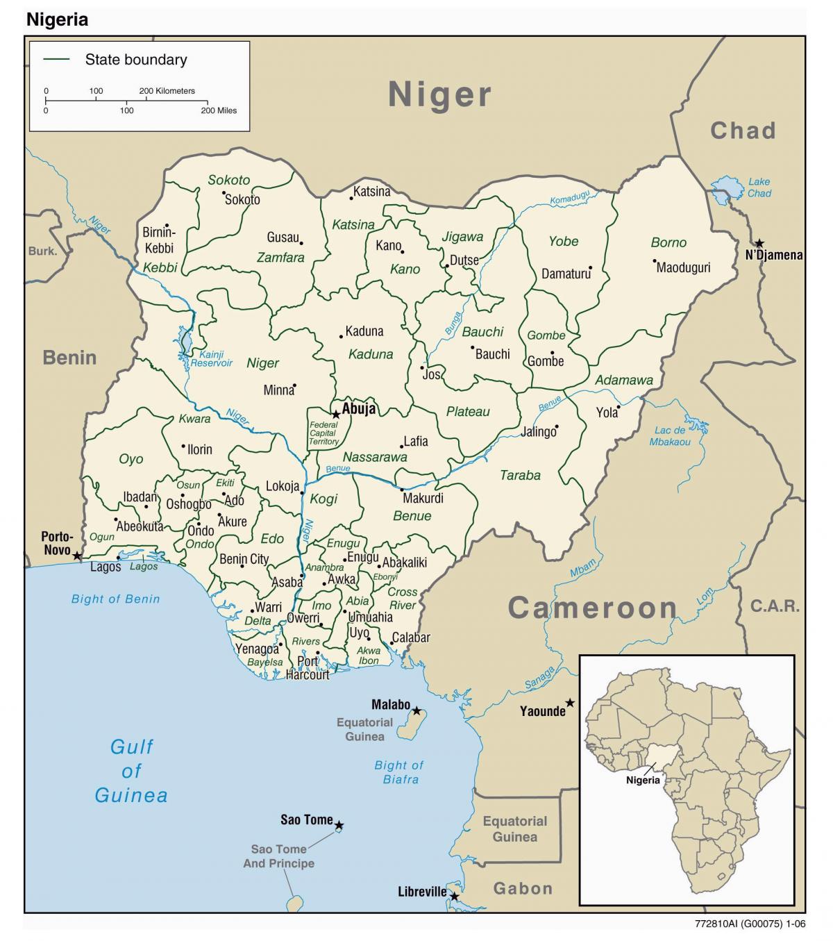 mapa nigéria s mestá