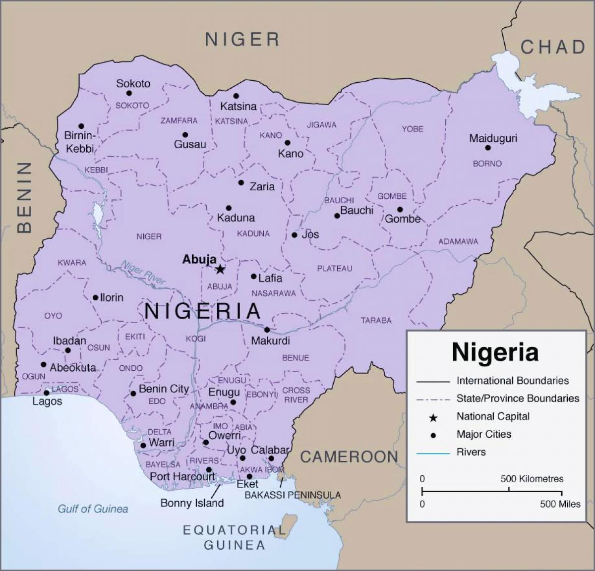 Mapa podrobné nigéria