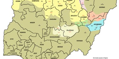 Mapa nigéria ukazuje 36 štátov a ich hlavných miest
