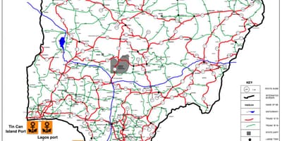 Mapa nigéria ukazuje cestnej siete