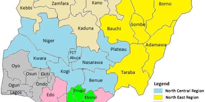 Mapa nigéria ukazuje geopolitických pásmach