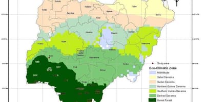 Mapa nigéria ukazuje klimatickom pásme