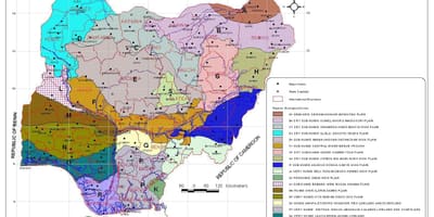 Mapa nigéria zobrazovanie rôznych vegetačných stupňov