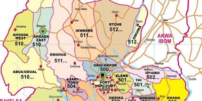 Mapa riek štátu, nigéria
