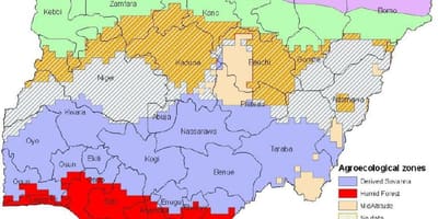 Nakresliť mapu nigéria ukazuje vegetačných stupňov