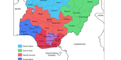 Mapa nigéria ukazuje geopolitických pásmach