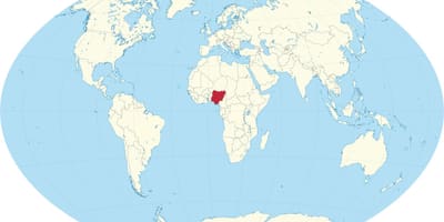 Svet mapy zobrazujúci nigéria