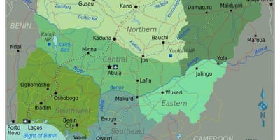 Nigéria regionálnej mape