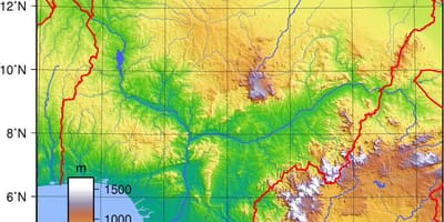 Mapa nigéria topografické