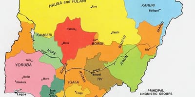 Mapa nigéria ukazuje etnických skupín