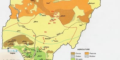 Mapa poľnohospodárskych nigéria