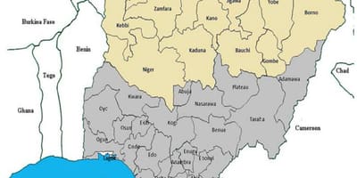 Mapa severnej nigérie štáty