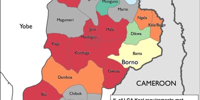 Mapa severovýchode nigérie